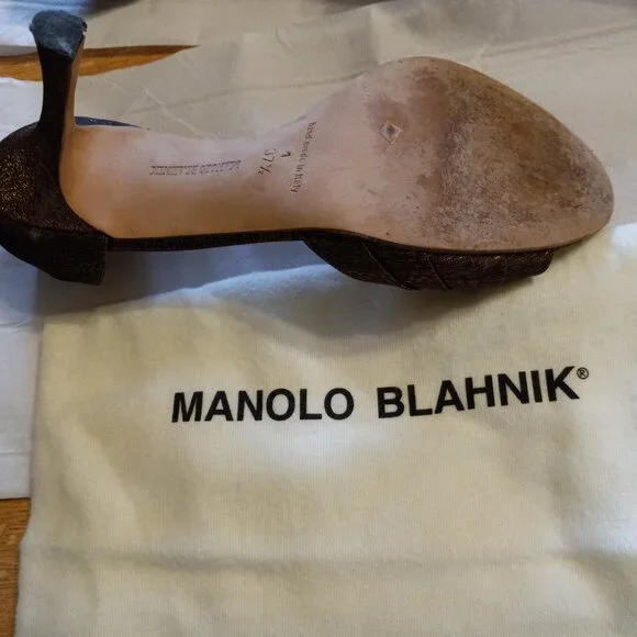 AUTH Manolo Blahnik Rhinestones & Sparkling Satin Pump Heels Shoes w Dust bag - Picture 5 of 7